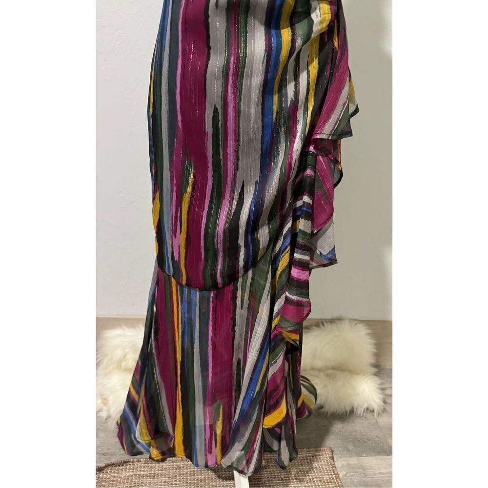 Michael Costello X Revolve Atienne in multicolor high low wrap maxi dress S - Picture 10 of 12